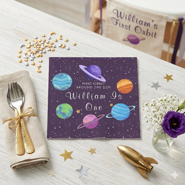 Serviette En Papier Fête de premier anniversaire dans l'espace (Créateur téléchargé)