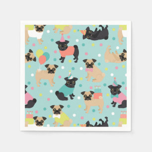 Serviette En Papier Fête de Pug Birthday