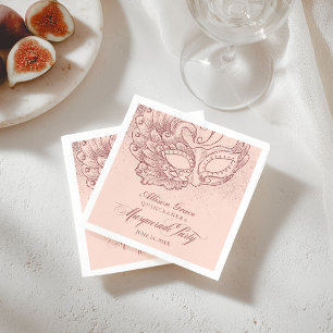 Serviette En Papier Fête de Quinceañera Mascarade Rose Gold Rose