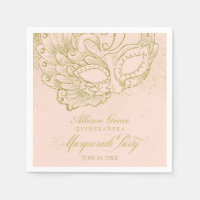 Fête de Quinceañera Masquée Or Rose