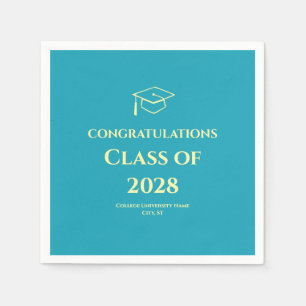 Serviette En Papier Fête de remise de diplômes moderne turquoise Félic