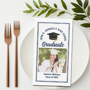 Serviette En Papier Fête de remise de diplômes personnalisée en bleu m