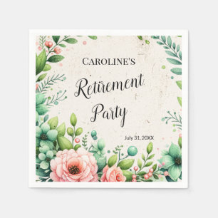 Serviette En Papier Fête de retraite aquarelle florale