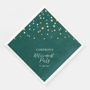 Serviette En Papier Fête de retraite confetti chic or et vert