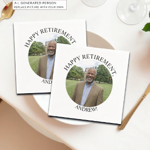 Serviette En Papier Fête de retraite élégante avec photo spéciale