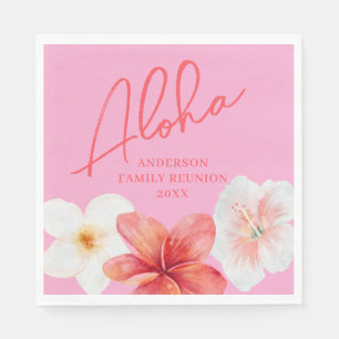 Serviette En Papier Fête de Réunions Fleur Tropicale Luau Rose