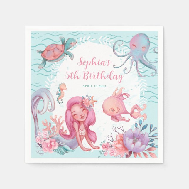 Serviette En Papier Fête de sirène magique (Devant)