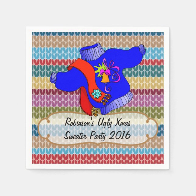 Serviette En Papier Fête de sueur moche de Noël personnalisée (Devant)