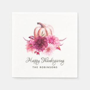 Serviette En Papier Fête de Thanksgiving florale Bourgogne et rose