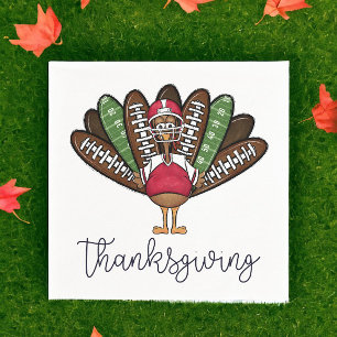 Serviette En Papier Fête de Thanksgiving Football Dinde Festive