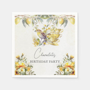 Serviette En Papier Fête de thé d'anniversaire citron vintage