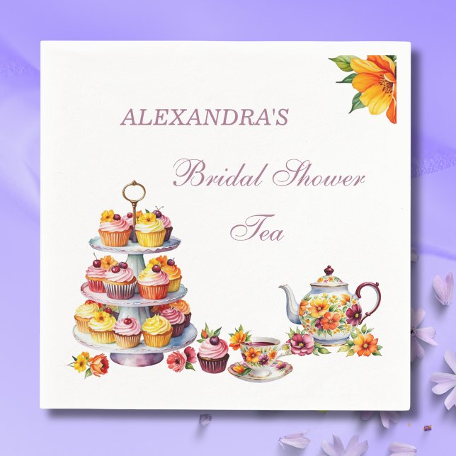Serviette En Papier Fête de thé floral Lilac rose rousse Na (Créateur téléchargé)
