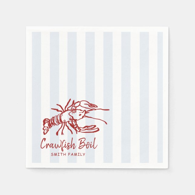 Serviette En Papier Fête d'ébullition d'écrevisses dessinées à la main (Devant)