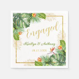 Serviette En Papier Fête d'engagement tropicale aquarelle fleurs de pa
