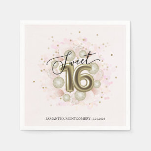 Serviette En Papier Fête des 16 ans Rose Gold Confetti