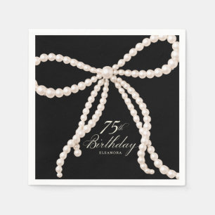 Serviette En Papier Fête des 75 ans Noir Blanc Perle Nœud Papillon Coc