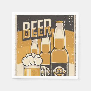 Serviette En Papier Fête des amateurs de bière rétro