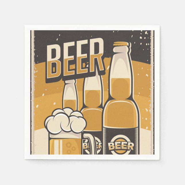 Serviette En Papier Fête des amateurs de bière rétro (Devant)