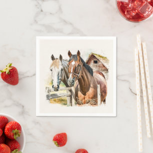 Serviette En Papier Fête des amateurs de chevaux mignons