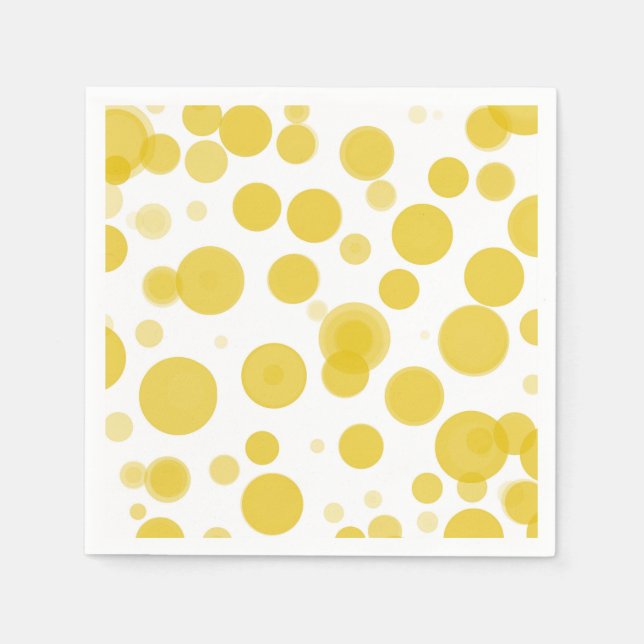 Serviette En Papier Fête des bulles de Polka blanc jaune moderne (Devant)