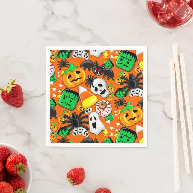 Serviette En Papier Fête des Candies Éffrayantes d'Halloween (En situation)