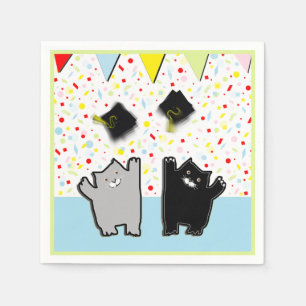 Serviette En Papier Fête des chats de fin d'études amusante