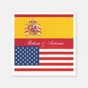 Serviette En Papier Fête des drapeaux américains et espagnols personna