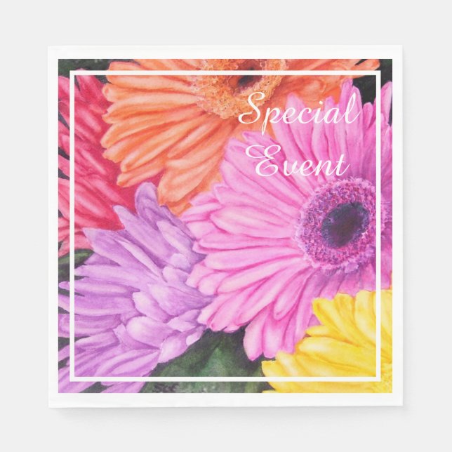 Serviette En Papier Fête des Fleurs de Gerbera (Devant)