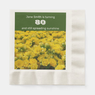 Serviette En Papier Fête des Fleurs Jaunes du 80e anniversaire