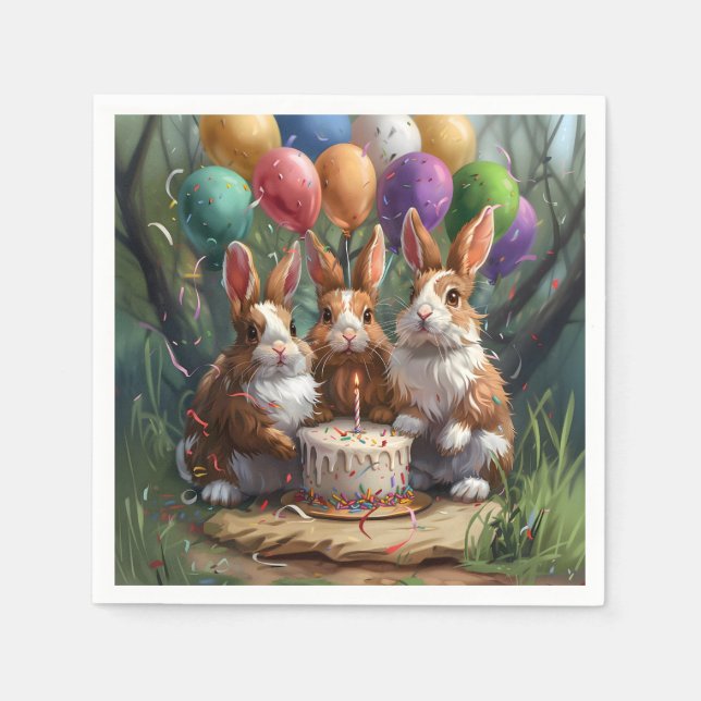 Serviette En Papier Fête des lapins (Devant)