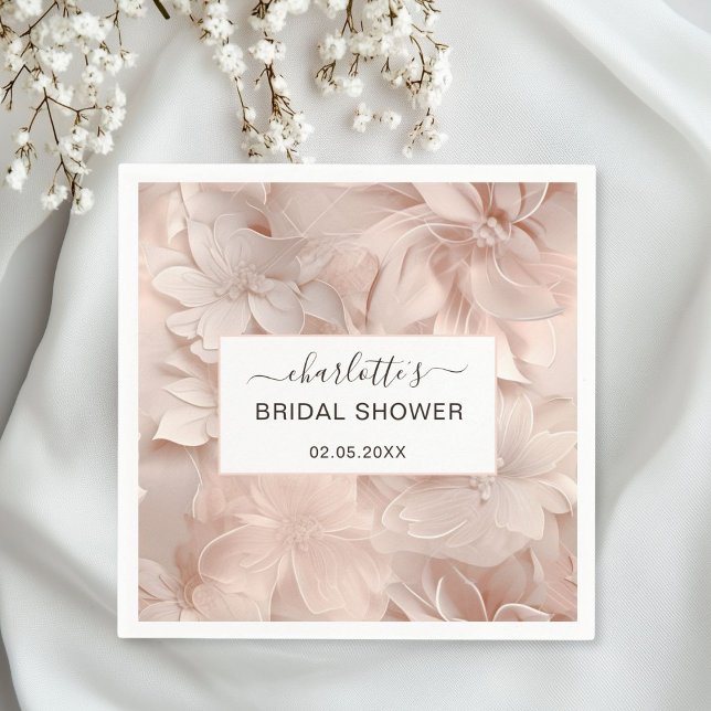 Serviette En Papier Fête des mariées à fleurs moderne (Personalized Modern Flower Bridal Shower Napkins)