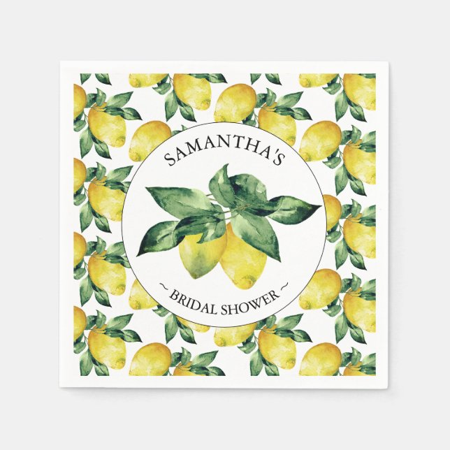 Serviette En Papier Fête des mariées à thème citron (Devant)