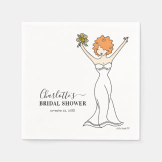 Serviette En Papier Fête des mariées Avatar personnalisable | Cheveux 
