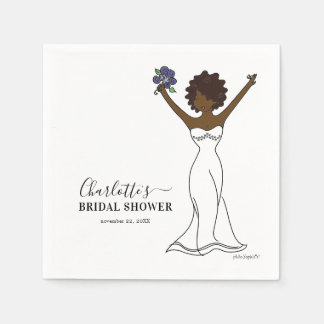 Serviette En Papier Fête des mariées Avatar personnalisable | Cheveux 