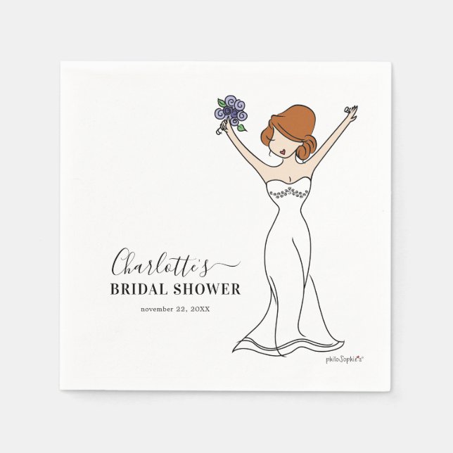 Serviette En Papier Fête des mariées Avatar personnalisable | Habille (Devant)