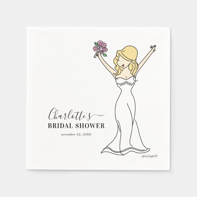Serviette En Papier Fête des mariées Avatar personnalisable | Longues  (Devant)