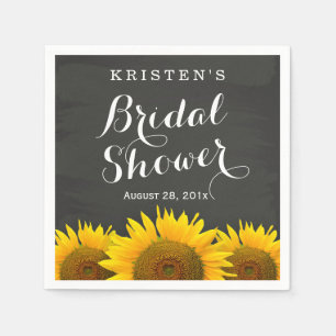 Serviette En Papier Fête des mariées Beau Sunflower Chalkboard