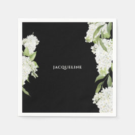 Serviette En Papier Fête des mariées Black White Hydrangeas
