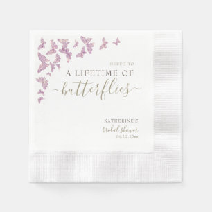 Serviette En Papier Fête des mariées Boho à papillon violet or personn