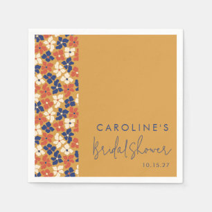 Serviette En Papier Fête des mariées Botanique Bleue de moutarde rusti