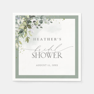 Serviette En Papier Fête des mariées botanique Dusty Blue Eucalyptus