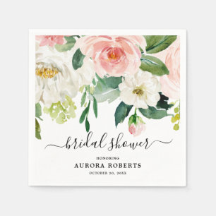 Serviette En Papier Fête des mariées botanique rose pastel Blush