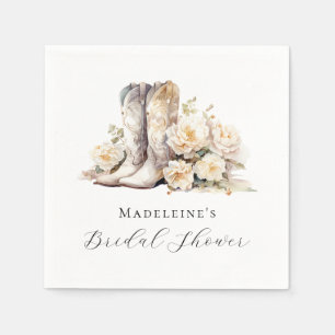 Serviette En Papier Fête des mariées Bottes d'aquarelle florale rustiq