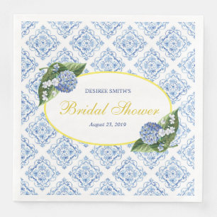 Serviette En Papier Fête des mariées Carrelage bleu Hydrangeas