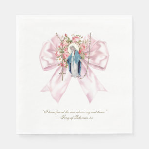 Serviette En Papier Fête des mariées catholique Béni Mary Pink Bow