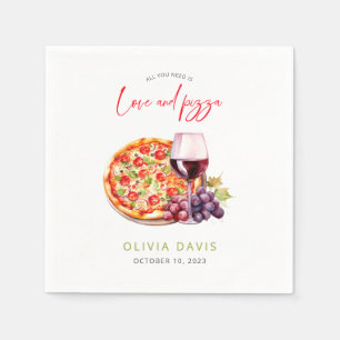 Serviette En Papier Fête des mariées d'amour et de pizza