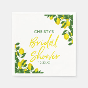 Serviette En Papier Fête des mariées d'aquarelle de citron jaune