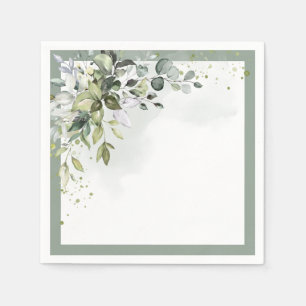 Serviette En Papier Fête des mariées d'aquarelle Dusty Blue Eucalyptus