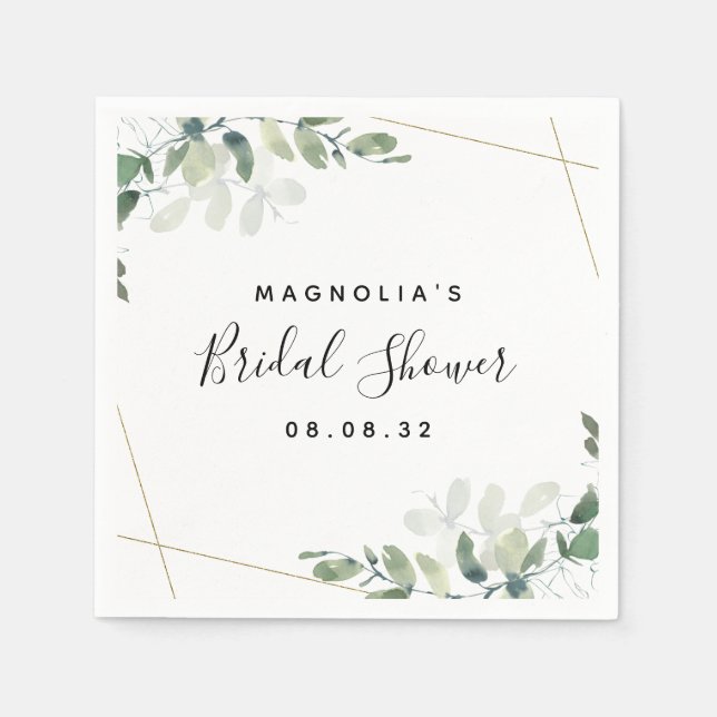 Serviette En Papier Fête des mariées d'aquarelle Eucalyptus serviettes (Devant)