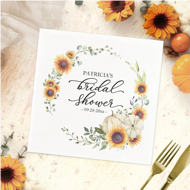 Serviette En Papier Fête des mariées d'automne du Citrouille des tourn (Créateur téléchargé)